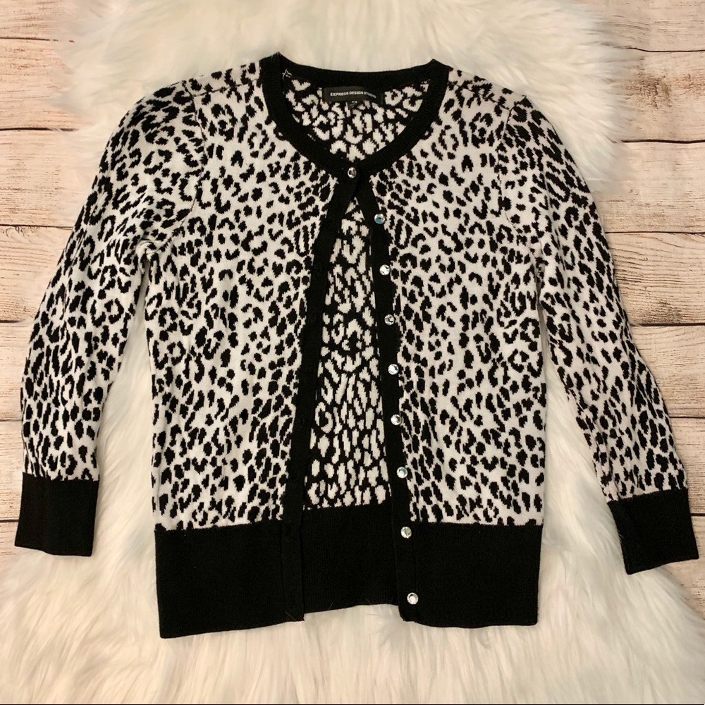Express Leopard Print Cardigan